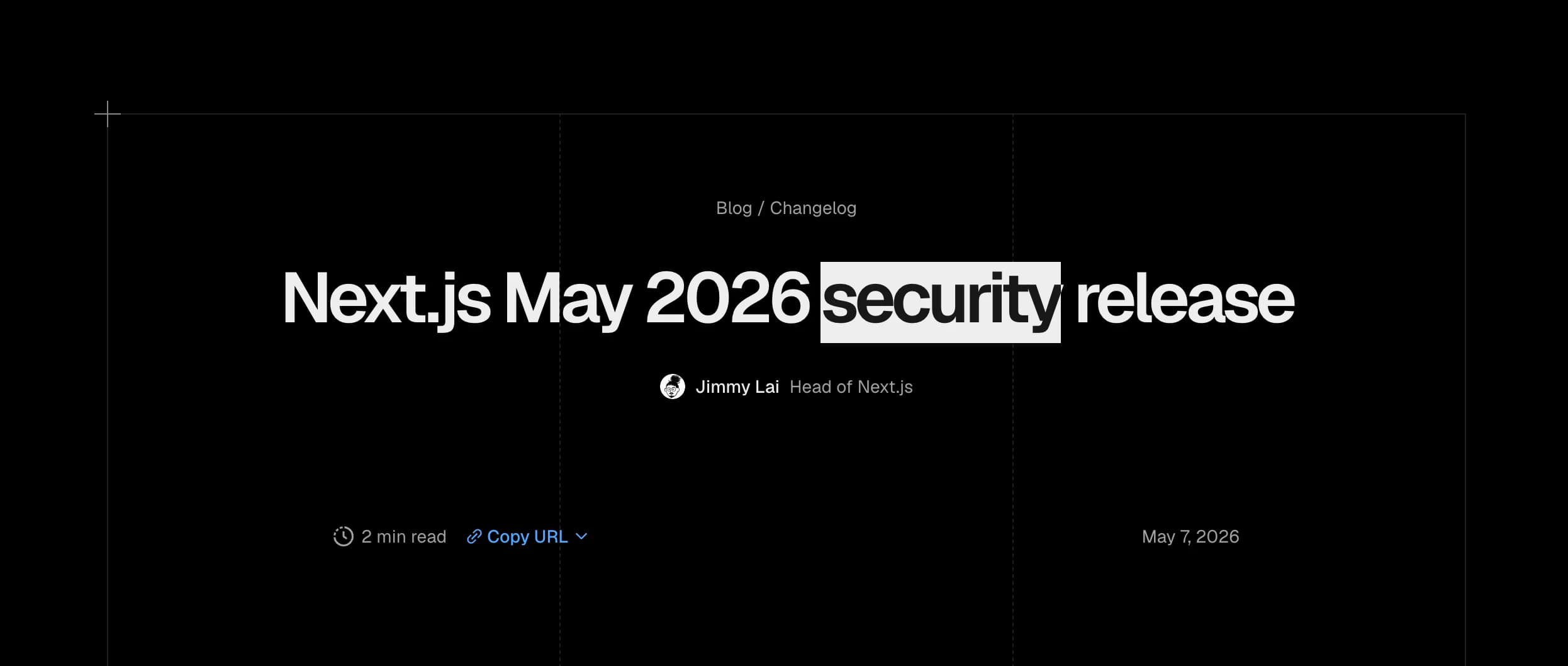 Terminal affichant la mise à jour de sécurité de Next.js